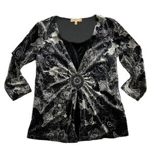Notations Black Velvet Medallion Top S